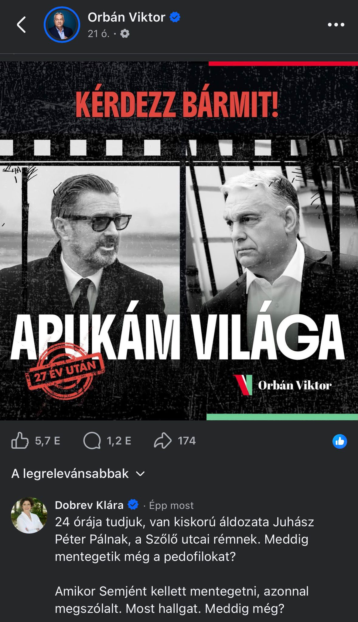 Dobrev - Orbán Viktor! Ne legyen gyáva, ne higgye, hogy ezt megúszhatja ...