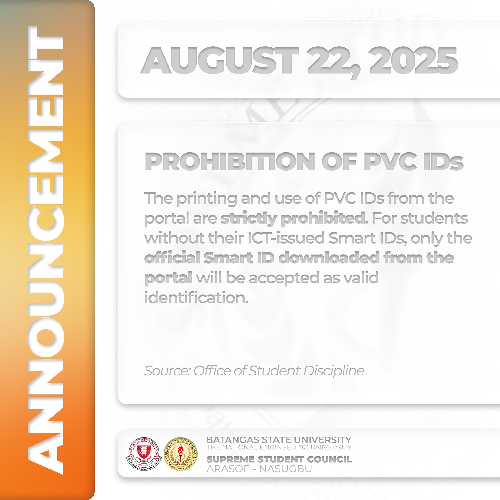 𝗛𝗲𝗮𝗱𝘀 𝘂𝗽, 𝗔𝗥𝗔𝗦𝗢𝗙𝗶𝗮𝗻𝘀! Please be advised that the use of 𝗽𝗿𝗶𝗻𝘁𝗲𝗱 𝗣𝗩𝗖 𝗜𝗗𝘀 ...