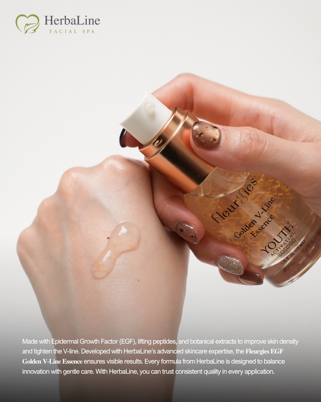 ✨ Lift, Firm & Glow in Just 7 Days ✨ Say hello to a more defined, radiant you with our Fleurgies EGF Golden V-Line Essence 💛 Powered with EGF and lifting peptides