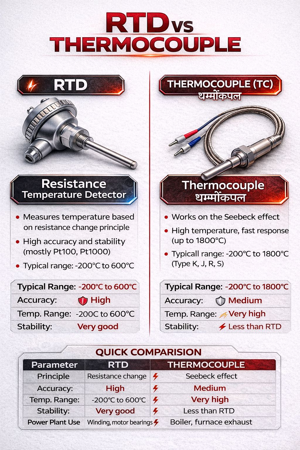 The engineers - RTD and Thermocouple are the most widely used ...