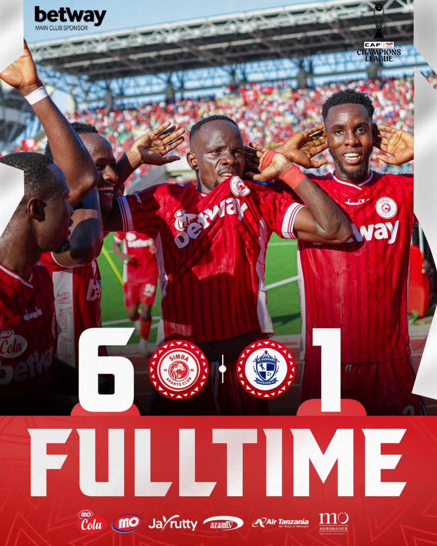 FT' #CAFCL Simba 6-1 Mighty Wanderers (Agg: 7-1) Simba SC izahura
