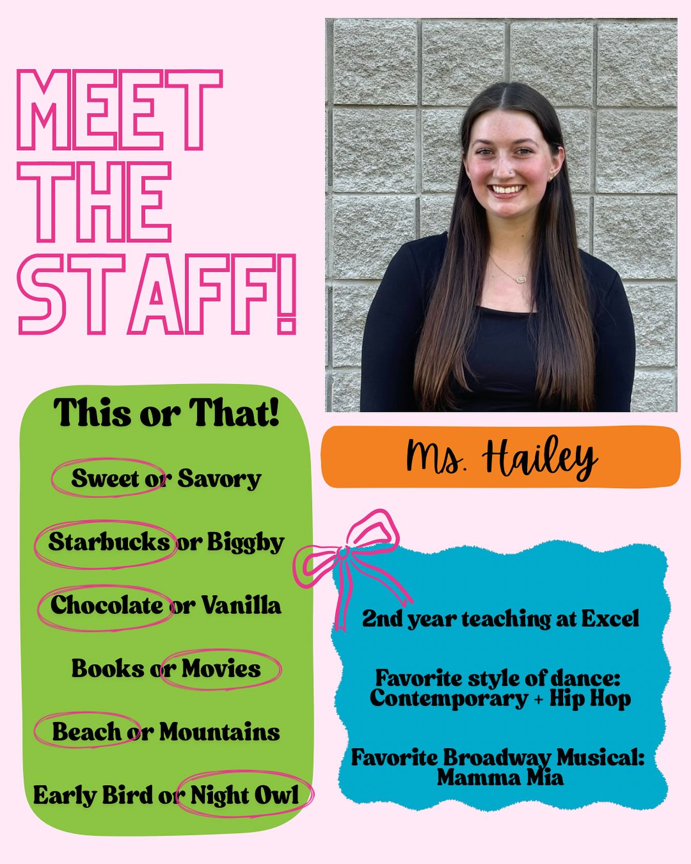 Excel - MEET THE STAFF Introducing Ms. Hailey! 🩷🧡💚💙 | Facebook
