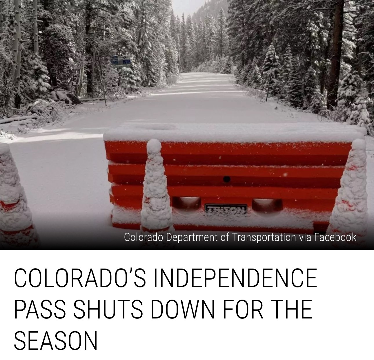 99.9 - ⚠ CDOT shut down Independence Pass due to hazardous conditions ...