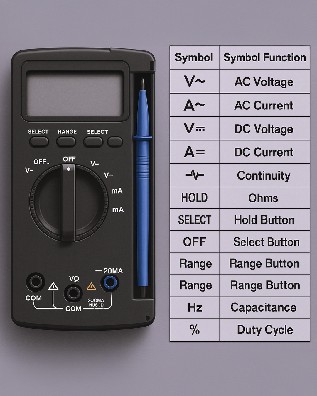Genius Club - Multimeter with symbol chart | Facebook