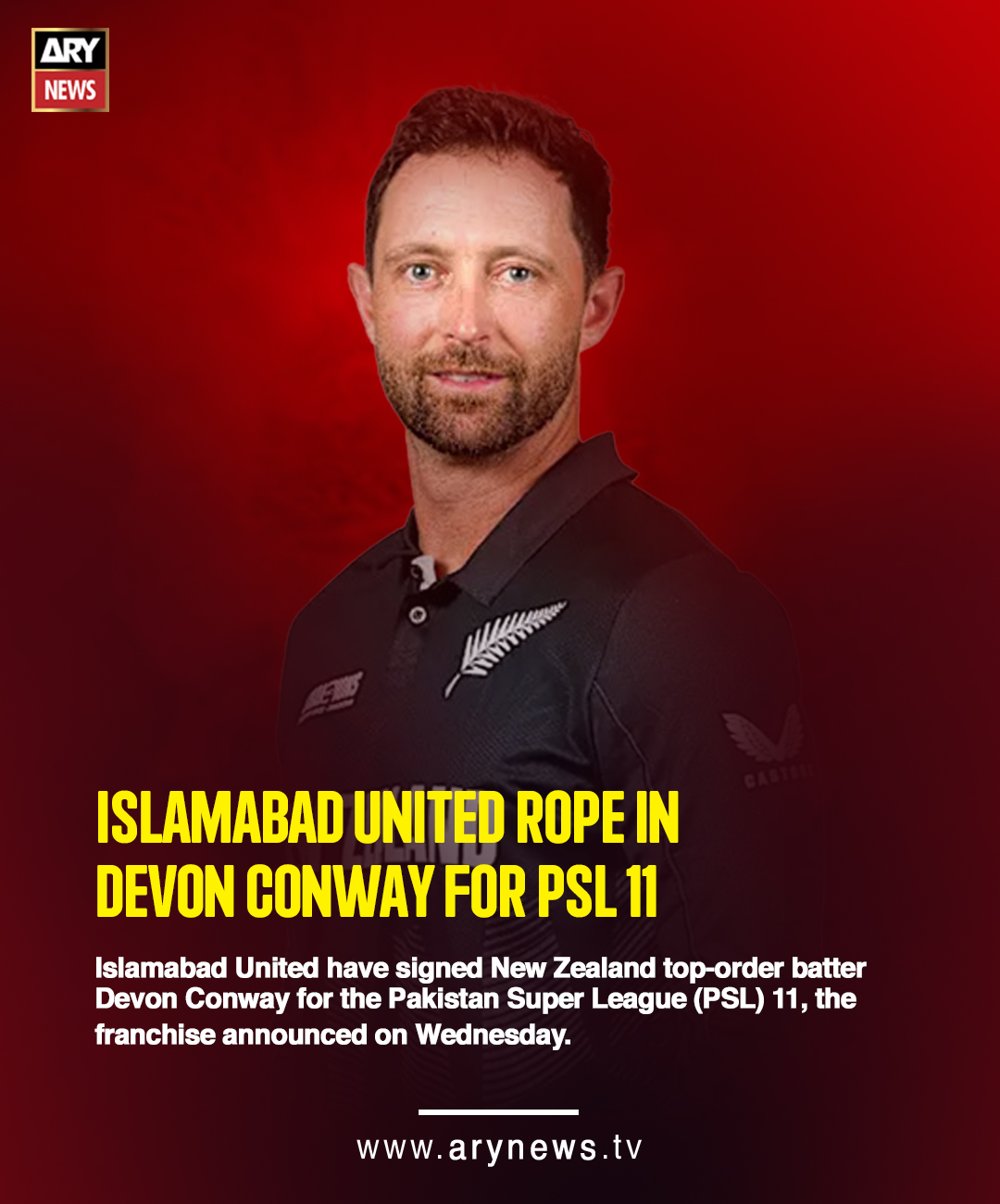 ARY - Islamabad United rope in Devon Conway for PSL 11 Read more: https ...