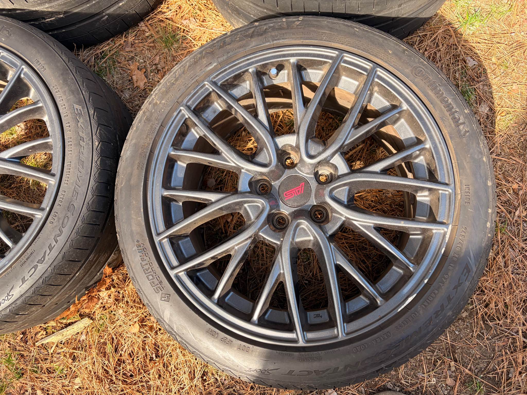 Subaru STI 18 inch Wheels w/ Continental Tires 245/40 ZR18 - Car Wheels ...