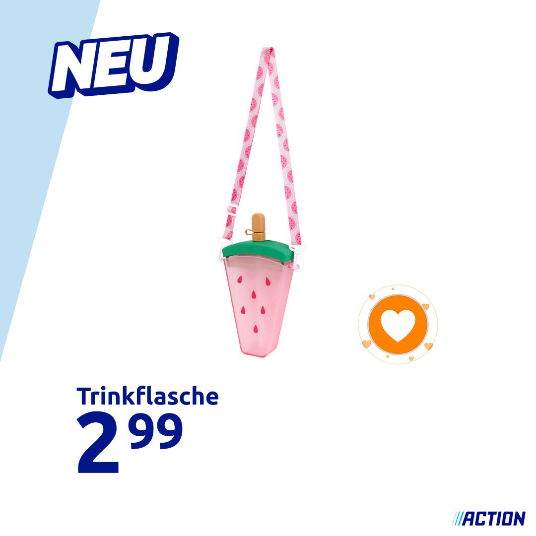 Dein Lieblingsgetränk, immer griffbereit! 🥤 Diese fröhliche Trinkflasche im Fruchtdesign kannst du ganz einfach überallhin mitnehmen. 🍓 Schau dir hier die verschiedenen Varianten an: https://go.action