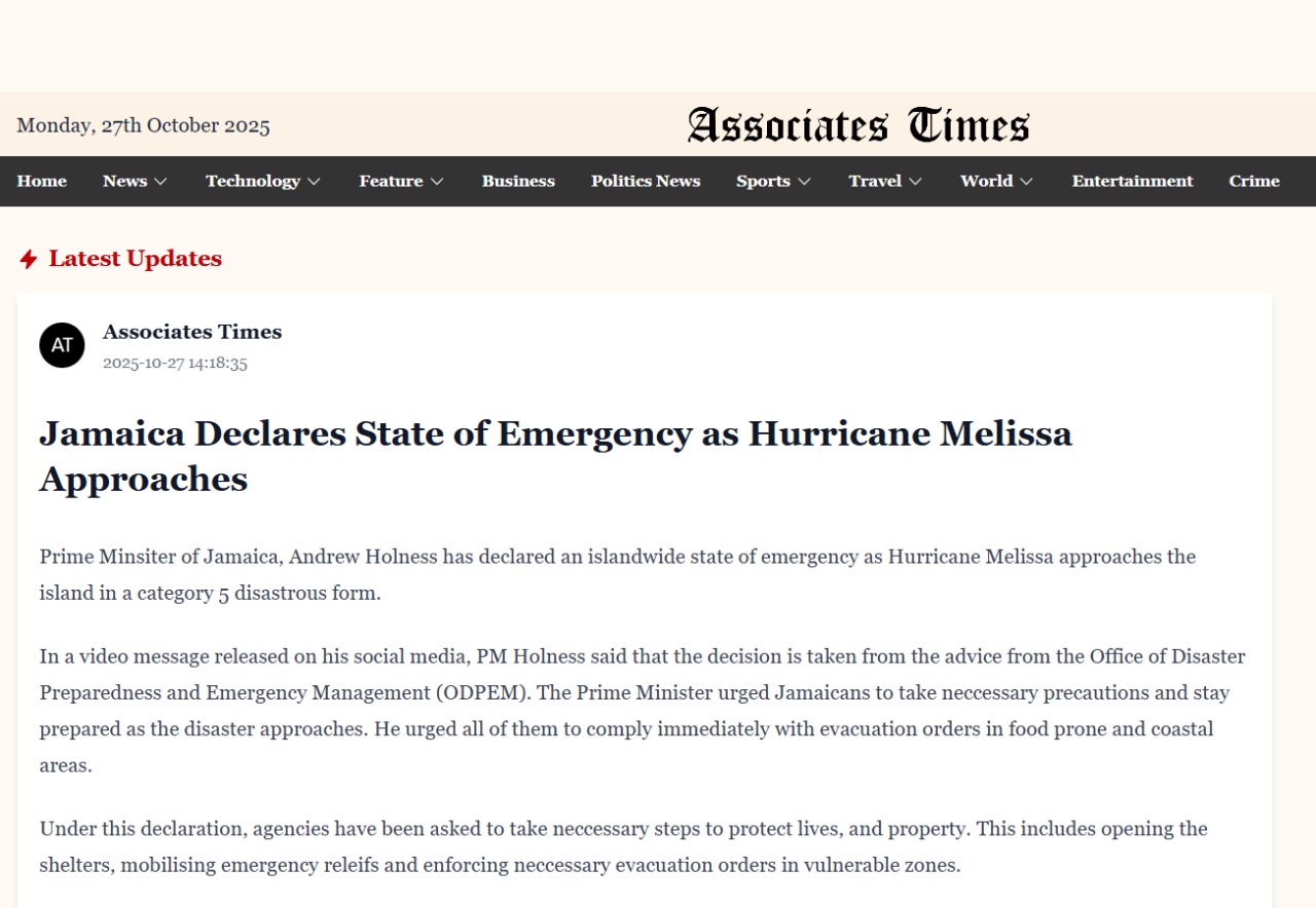 Associates - Jamaica Declares State of Emergency Prime Minister Andrew ...