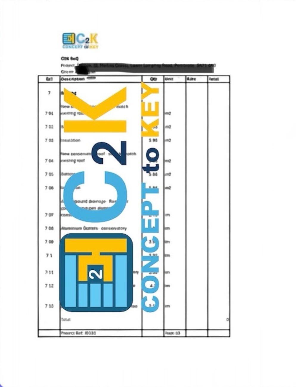 C2K - A Busy week for C2K, carrying out a take off and creating a Bill ...