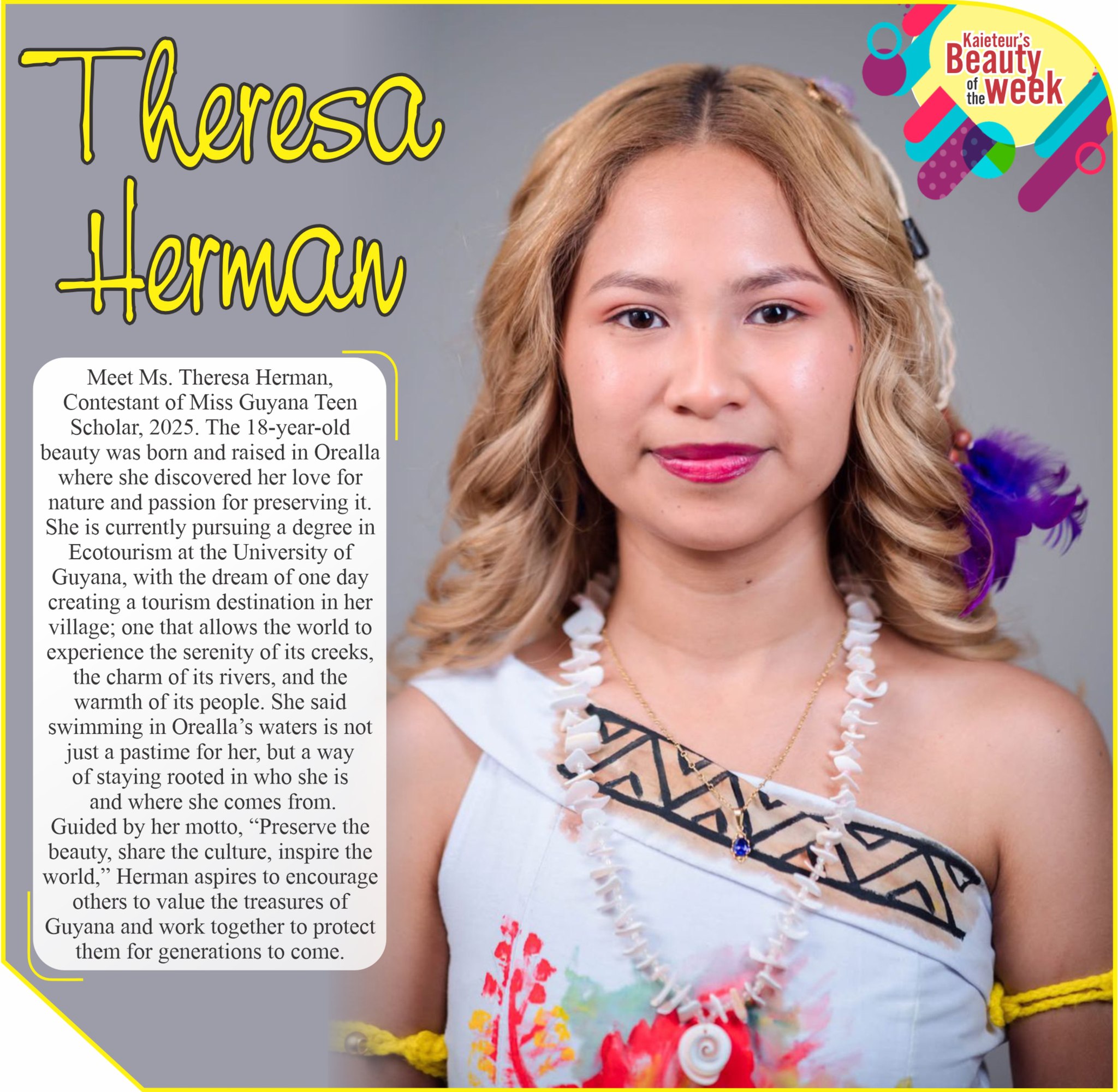 Kaieteur - Beauty of the week - Meet Ms. Theresa Herman, Contestant of Miss Guyana Teen Scholar ...