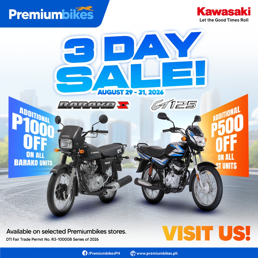 The 3-Day Sale starts TODAY! 💸 Get ₱1,000 OFF Kawasaki CT units