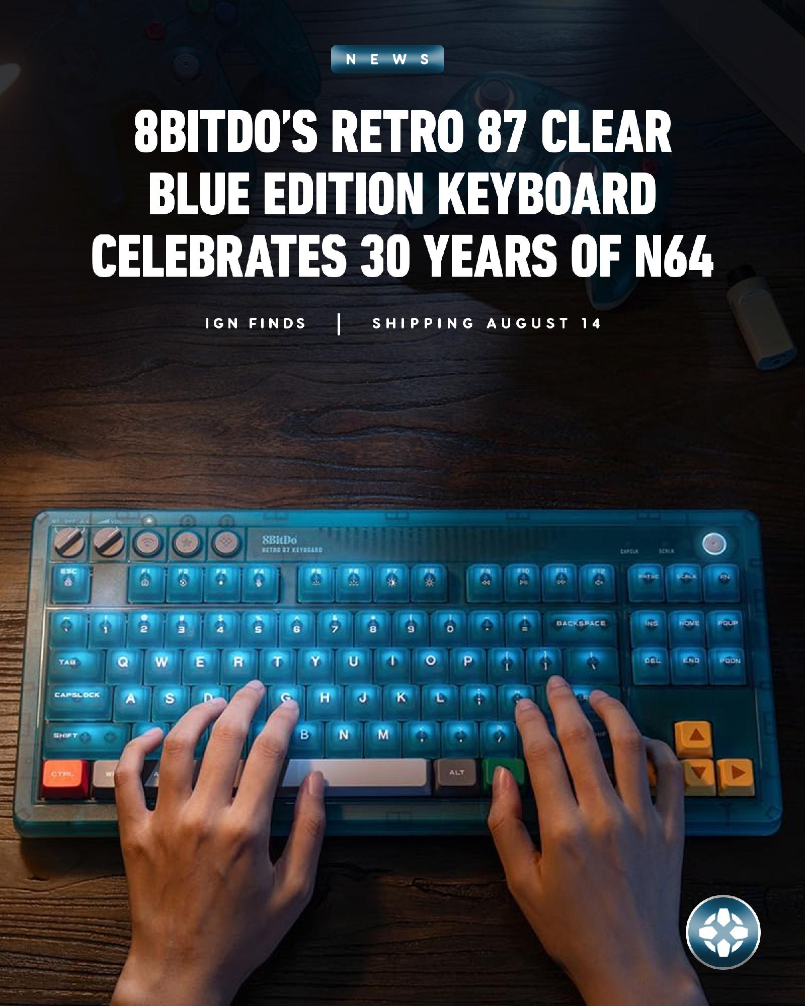 8bitdo Retro Mechanical Keyboard - N64 30th Anniversary Clear Blue