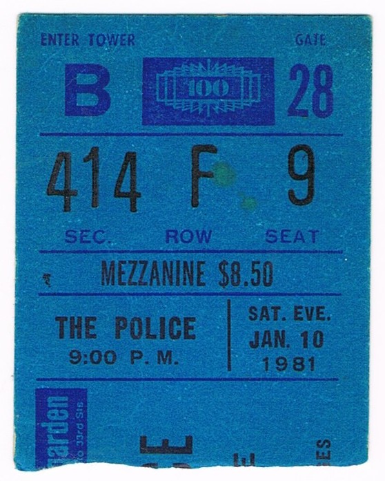The Police 1981 concert ticket on eBay for 1 euro