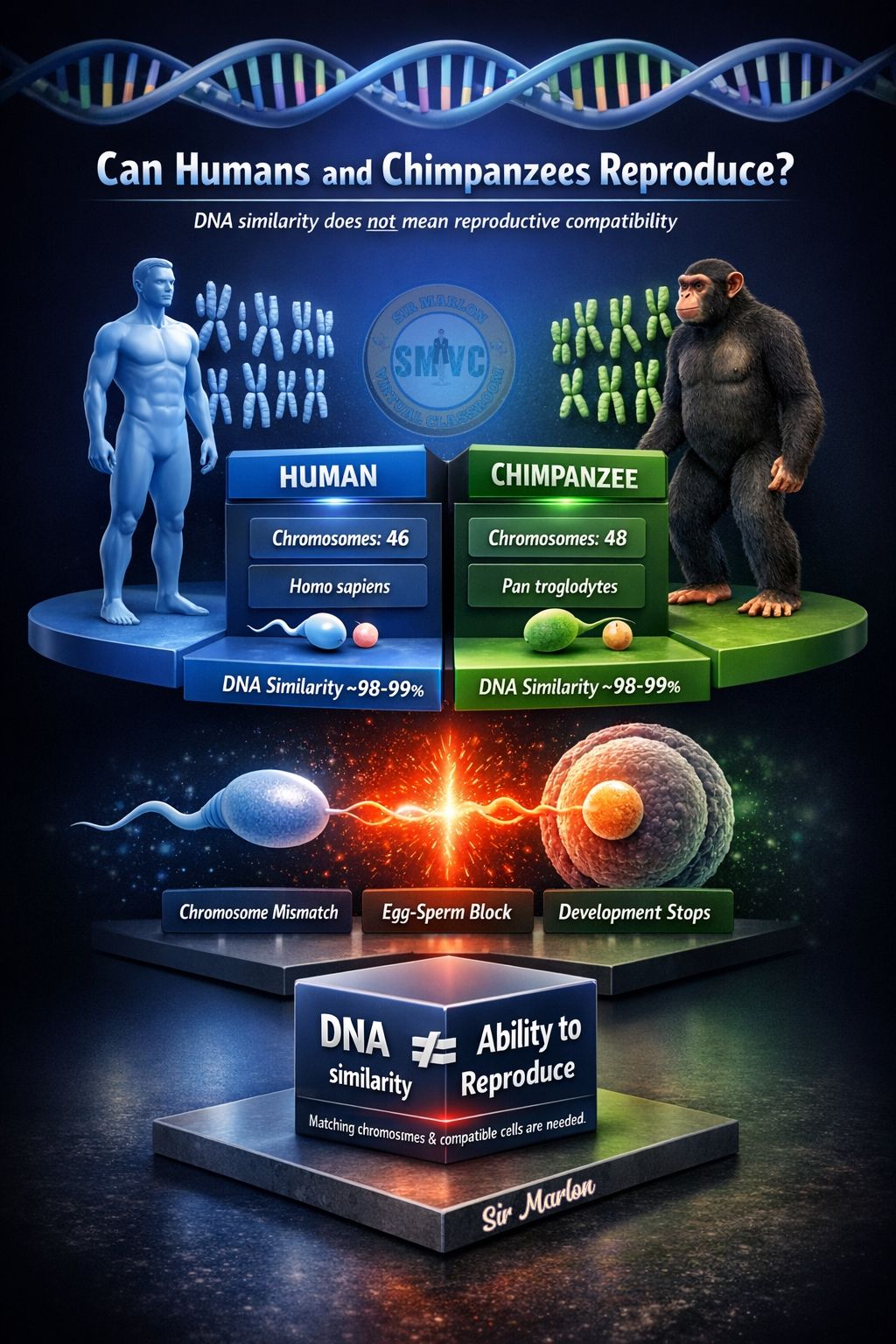 Sir - Student Notes😊😊😊 🧠 Key Idea ️Humans and chimpanzees have similar ...