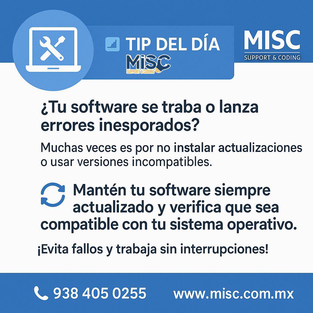 💻 Tip del día MISC ¿Tu software se... - MISC Support & Coding | Facebook