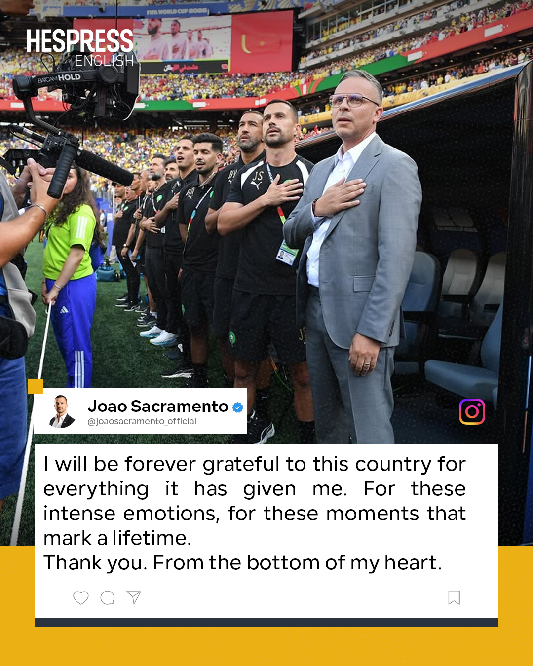 Morocco assistant coach, Portuguese João Sacramento, expressed his