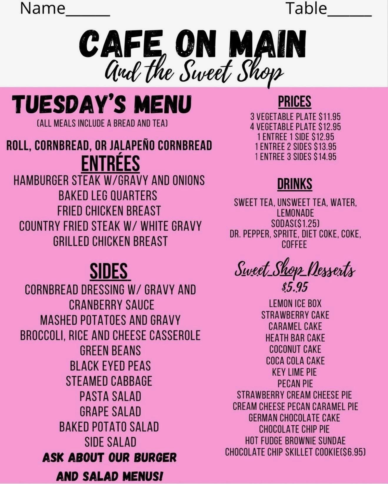 Cafe on Main & Sweet Shop.... - Cafe on Main & Sweet Shop.