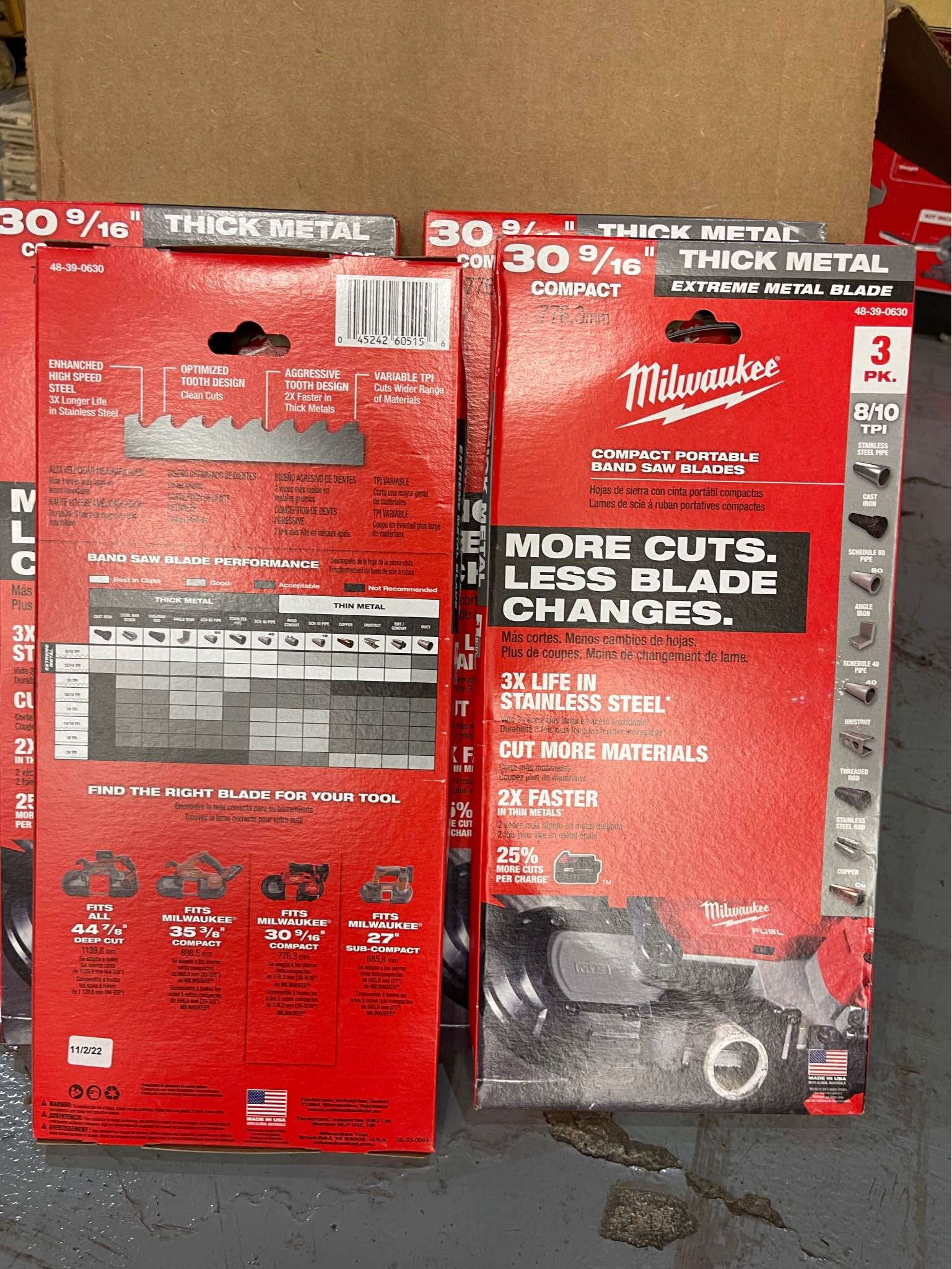 Milwaukee 48-39-0630 Band Saw Blades | 30-9/16" 8/10 TPI 3-Pack For Thick Metal