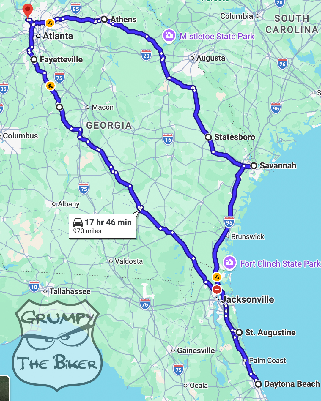Grumpy - This is mine and BikerEye 's route for Daytona Beach Bike Week ...