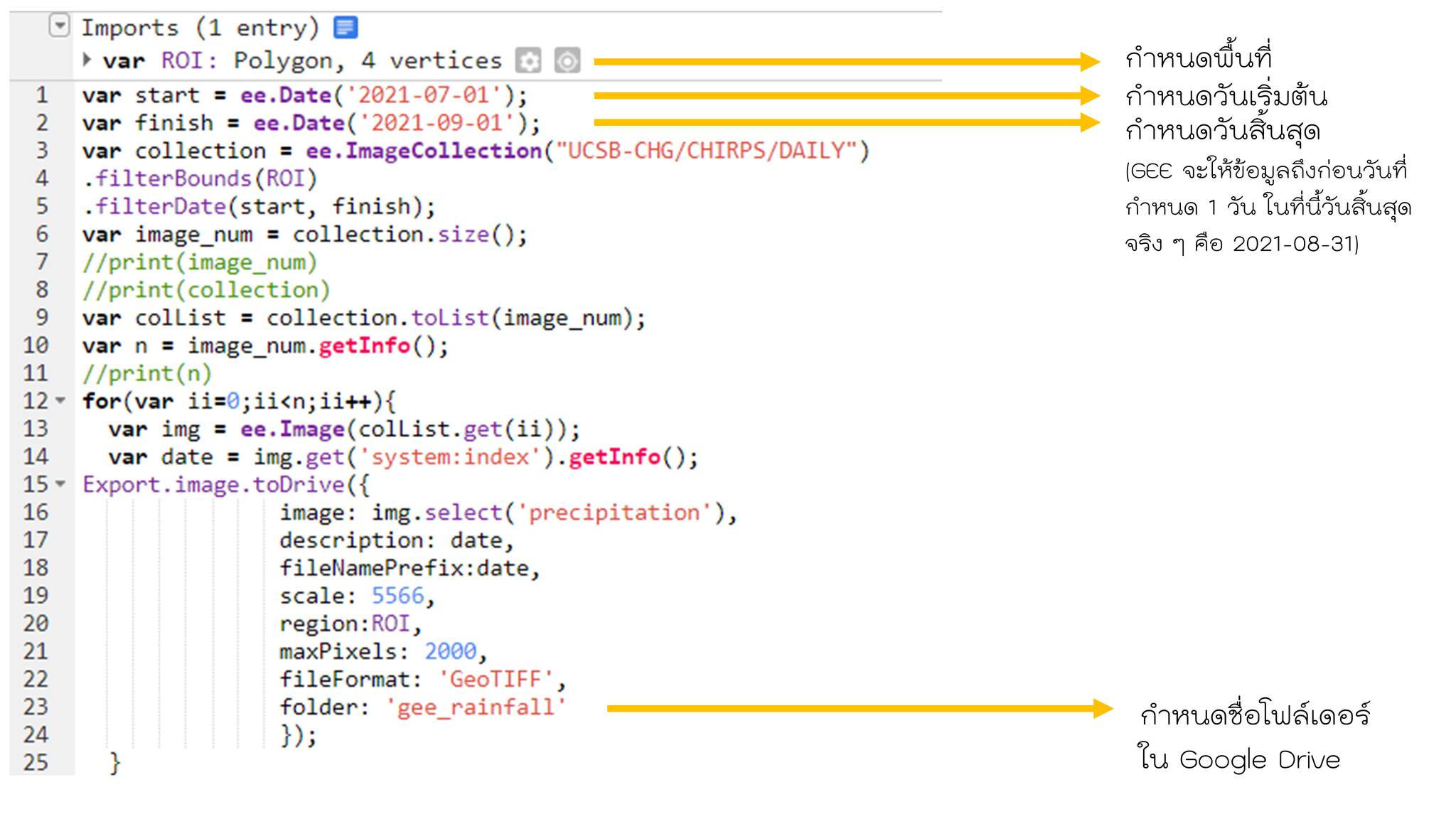แจก Code Google Earth Engine สำหรับการดาวน์โหลดปริมาณน้ำฝนรายวันจาก ...