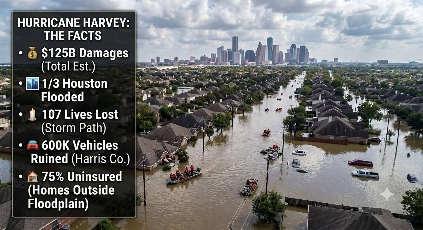 What were the long-term impacts of Hurricane Harvey on Houston, TX neighborhoods?
