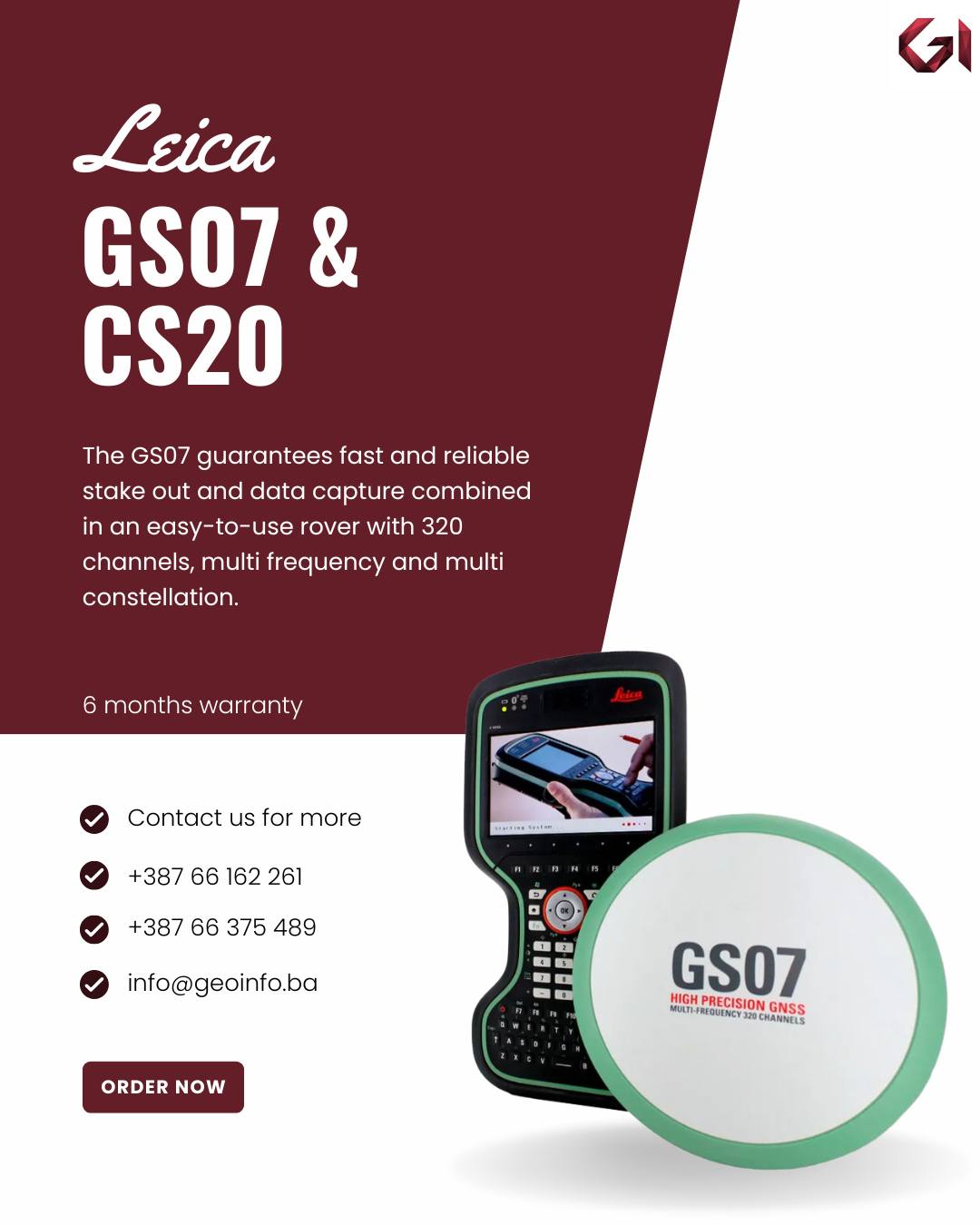 Geoinfo - LEICA GS07 & CS20 🔴The GS07 GNSS RTK sensor combines ...