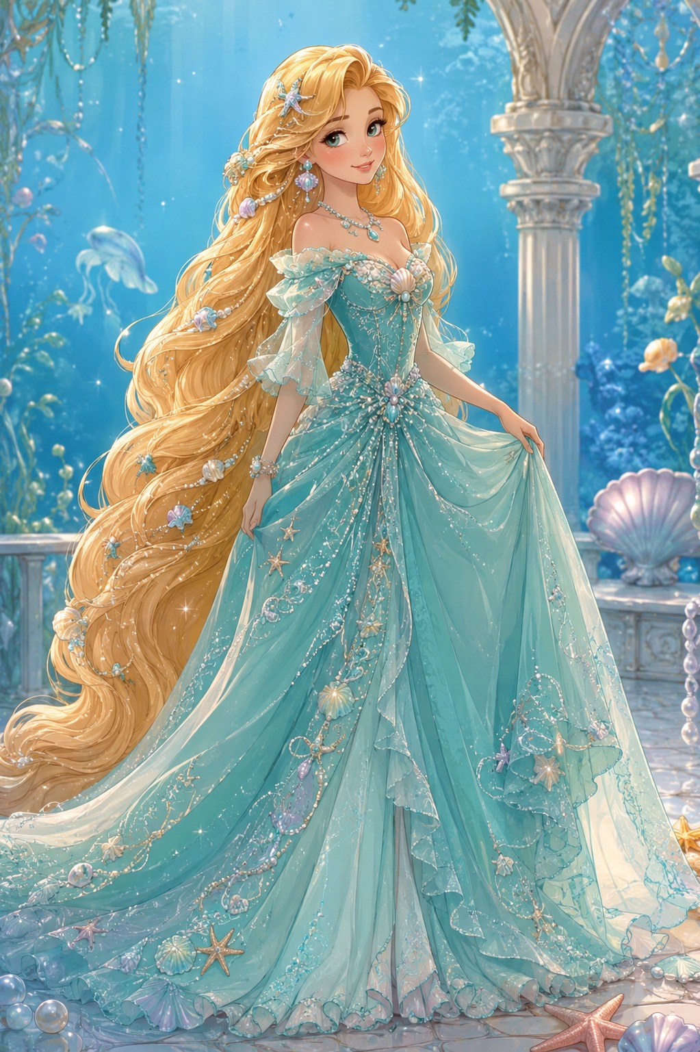 Rapunzel como Ariel