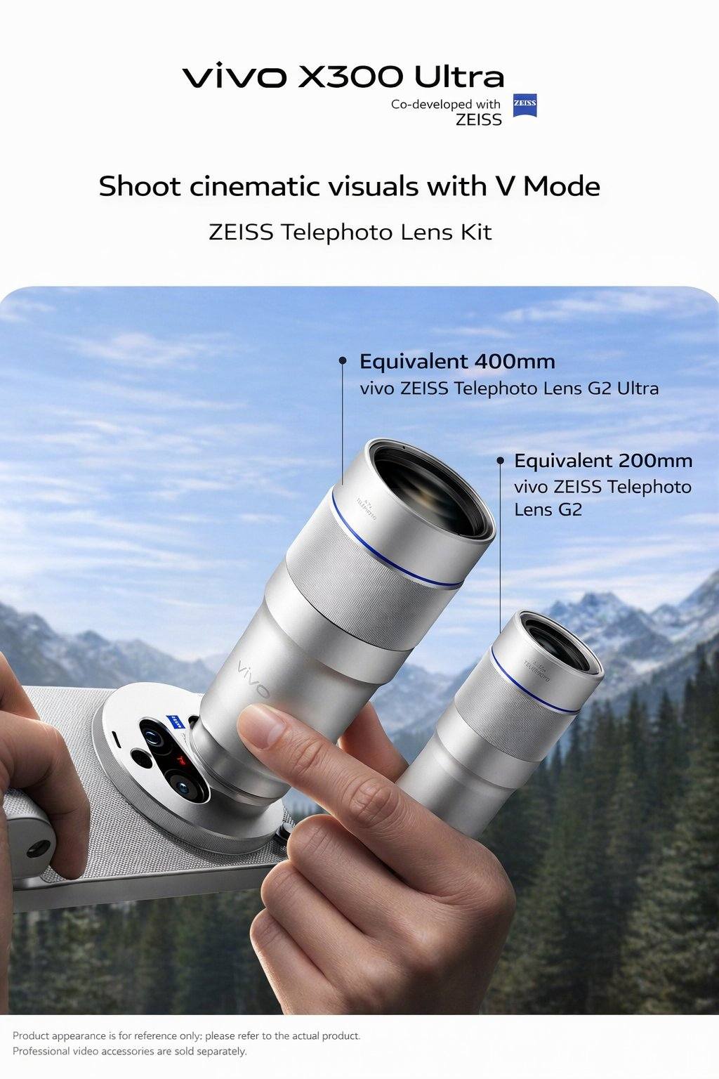 Vivo X300 Ultra with Zeiss teleconverter kit and master prime setup