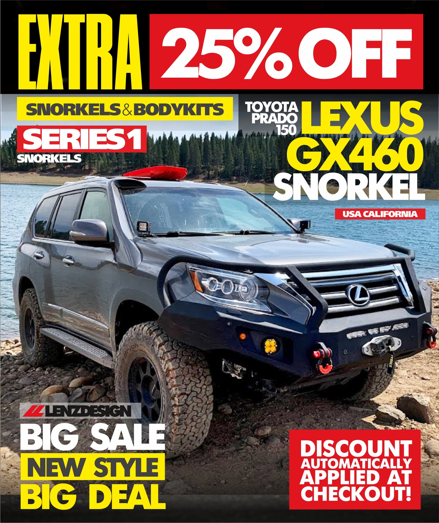 BIG SALE / BIG DEAL / NEW STYLE! SNORKELS LENZDESIGN - LEXUS GX