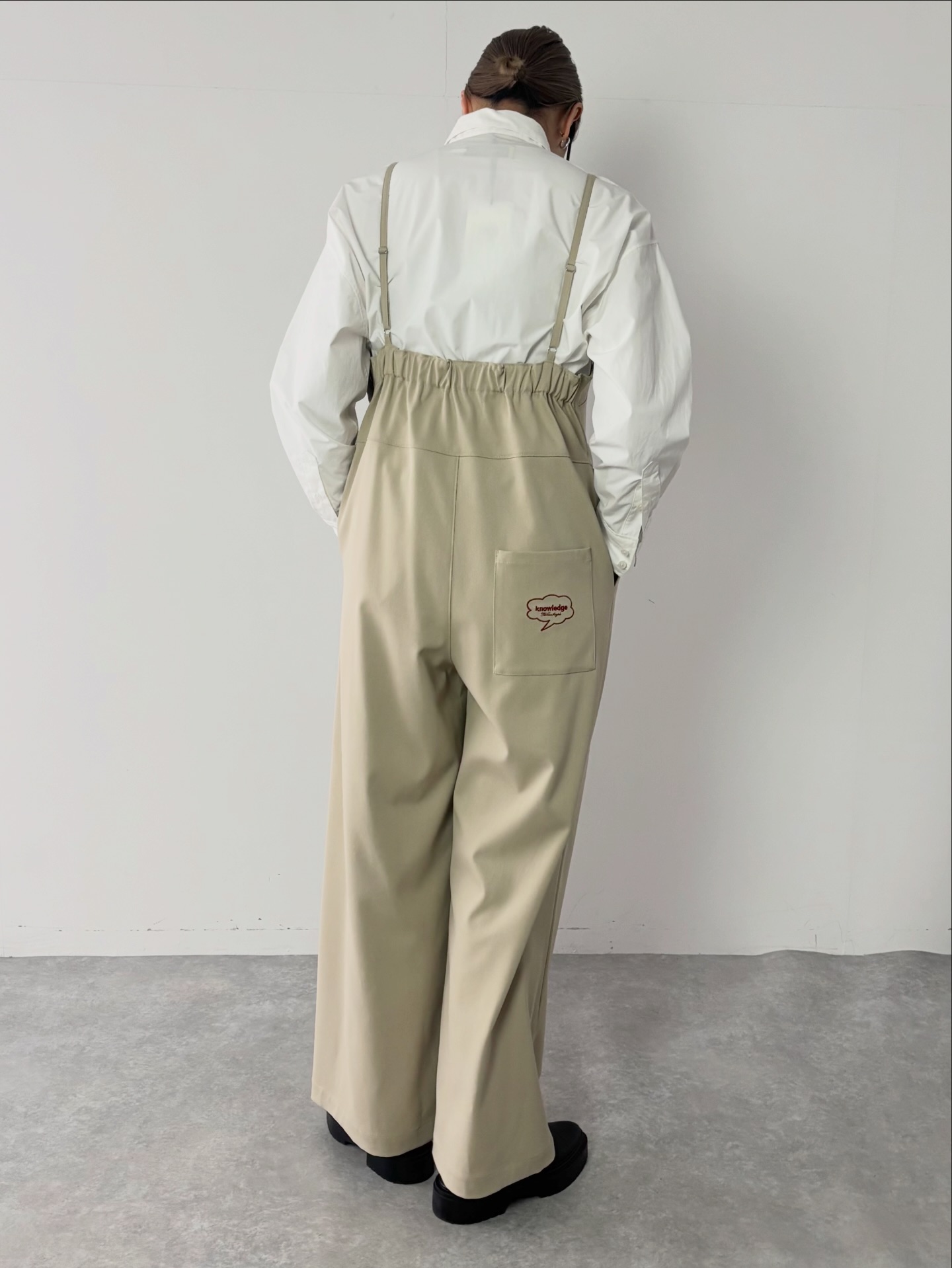 Thomas Magpie W/Cloth Overalls black / l.beige / brown 落ち感の