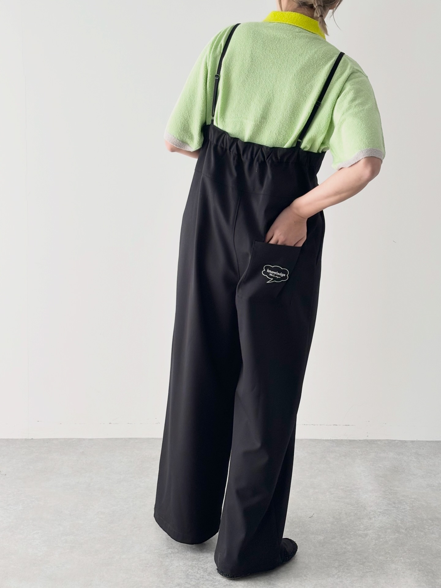 トーマスマグパイ　サロペット 36 Thomas Magpie W/Cloth Overalls black / l.beige / brown 落ち感の