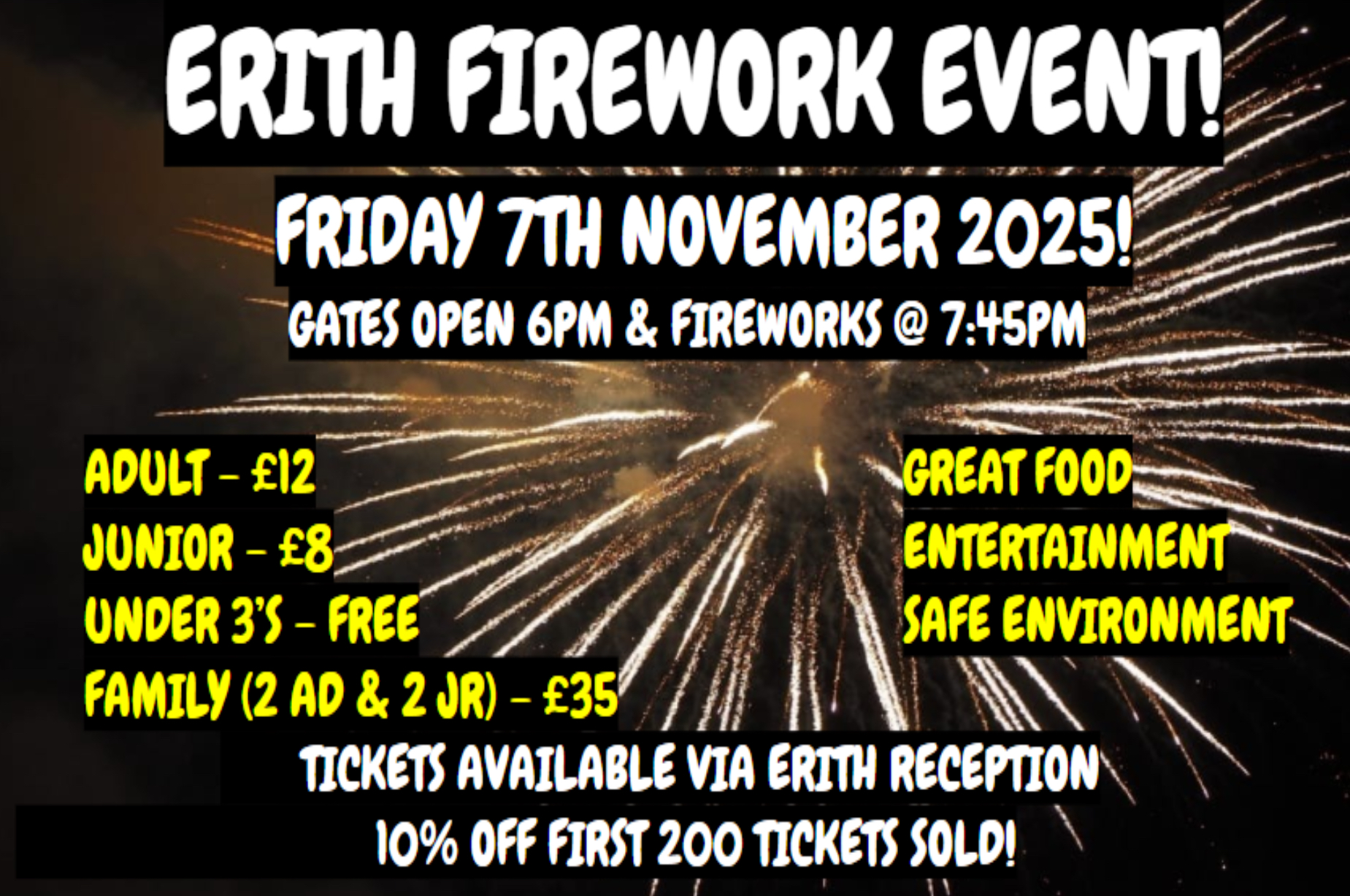 Erith - 🎆FIREWORK EVENT🎆 We are proud to announce the return of our ...