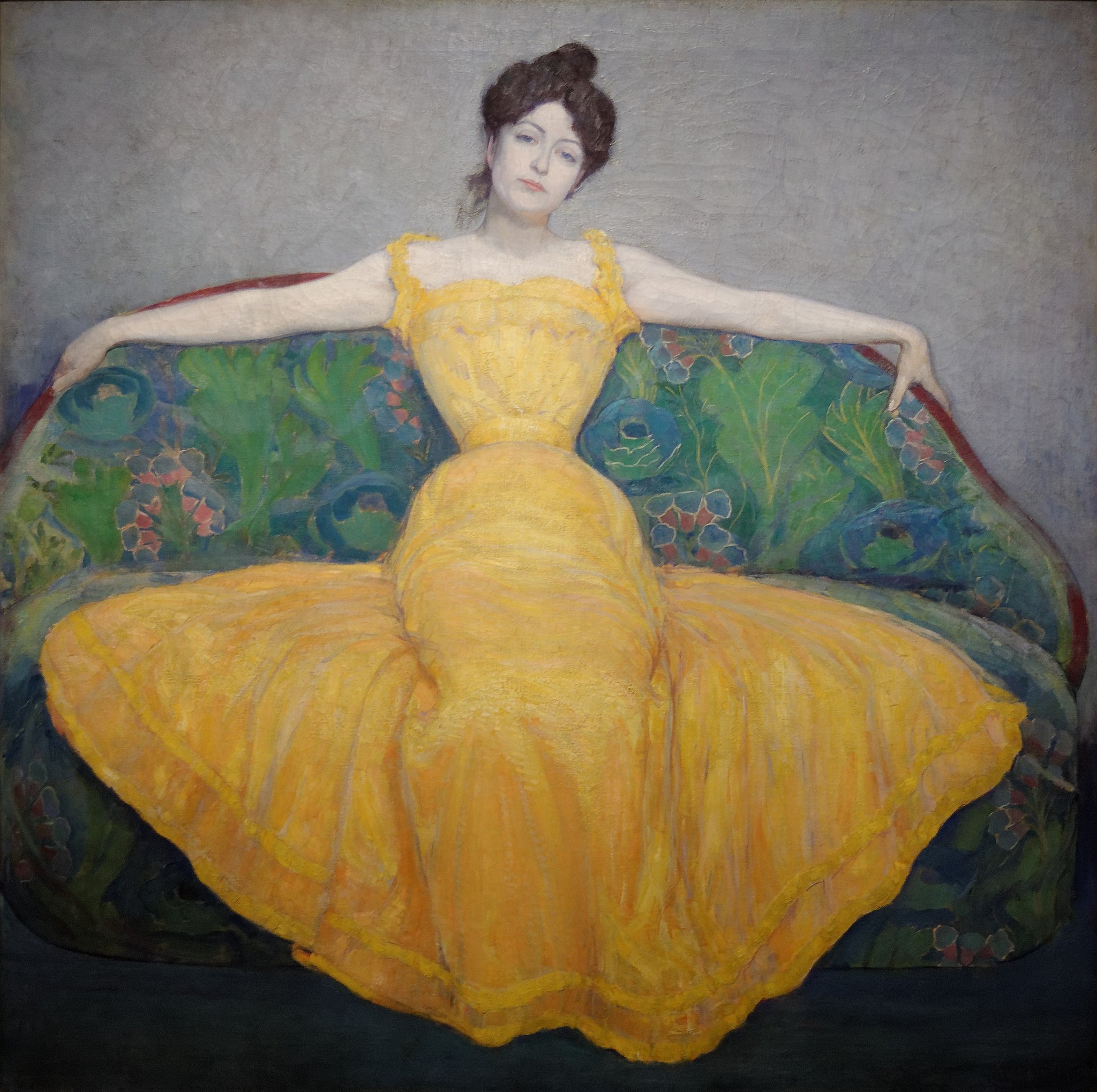lady in the yellow dress Woman a dress, 1907 by Max Kurzweil Vienna Museum Sleeveless Prom Dress
