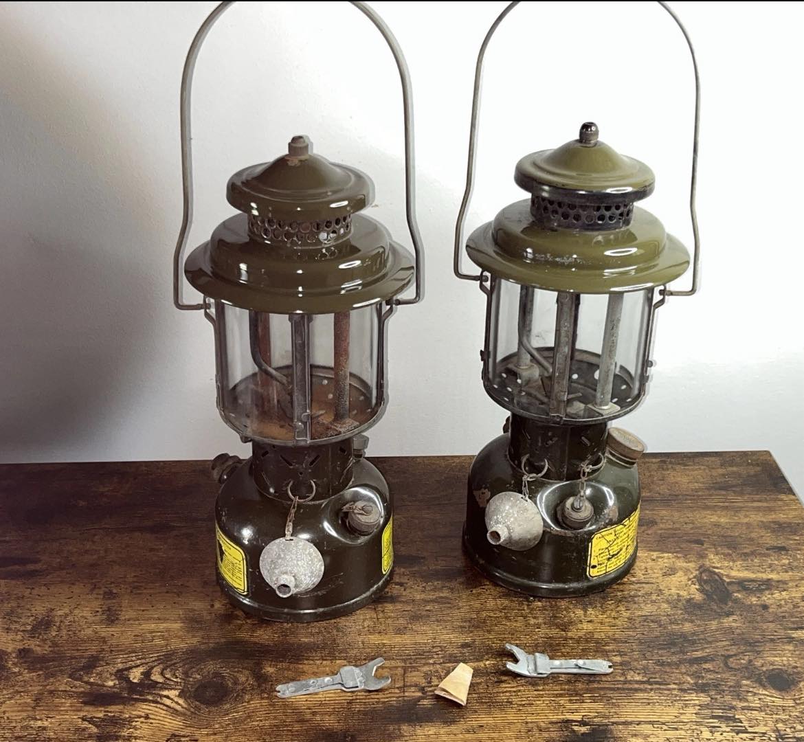 Milspec Coleman lantern collection from 1944, 1958, and 1971