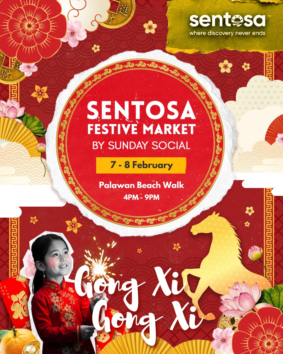 Expat.Guide - SENTOSA FESTIVE MARKET - GONG XI GONG XI! 🧧 Giddy up ...
