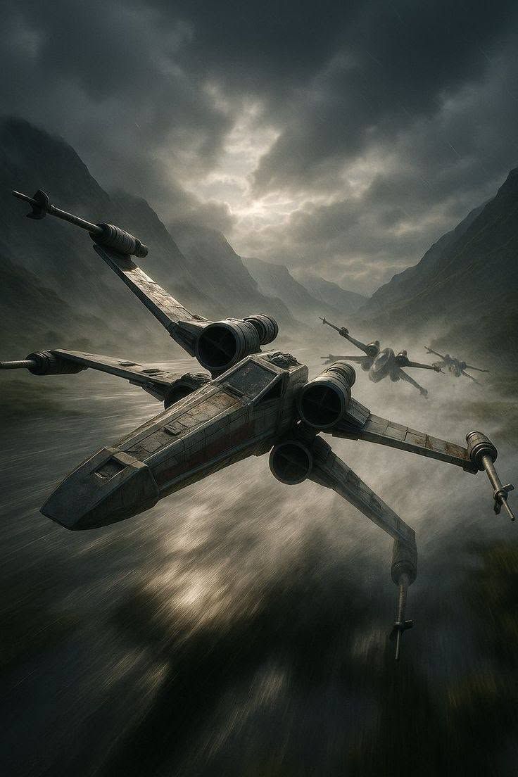X-Wing. Painted by me in the style of John Berkey using Procreate