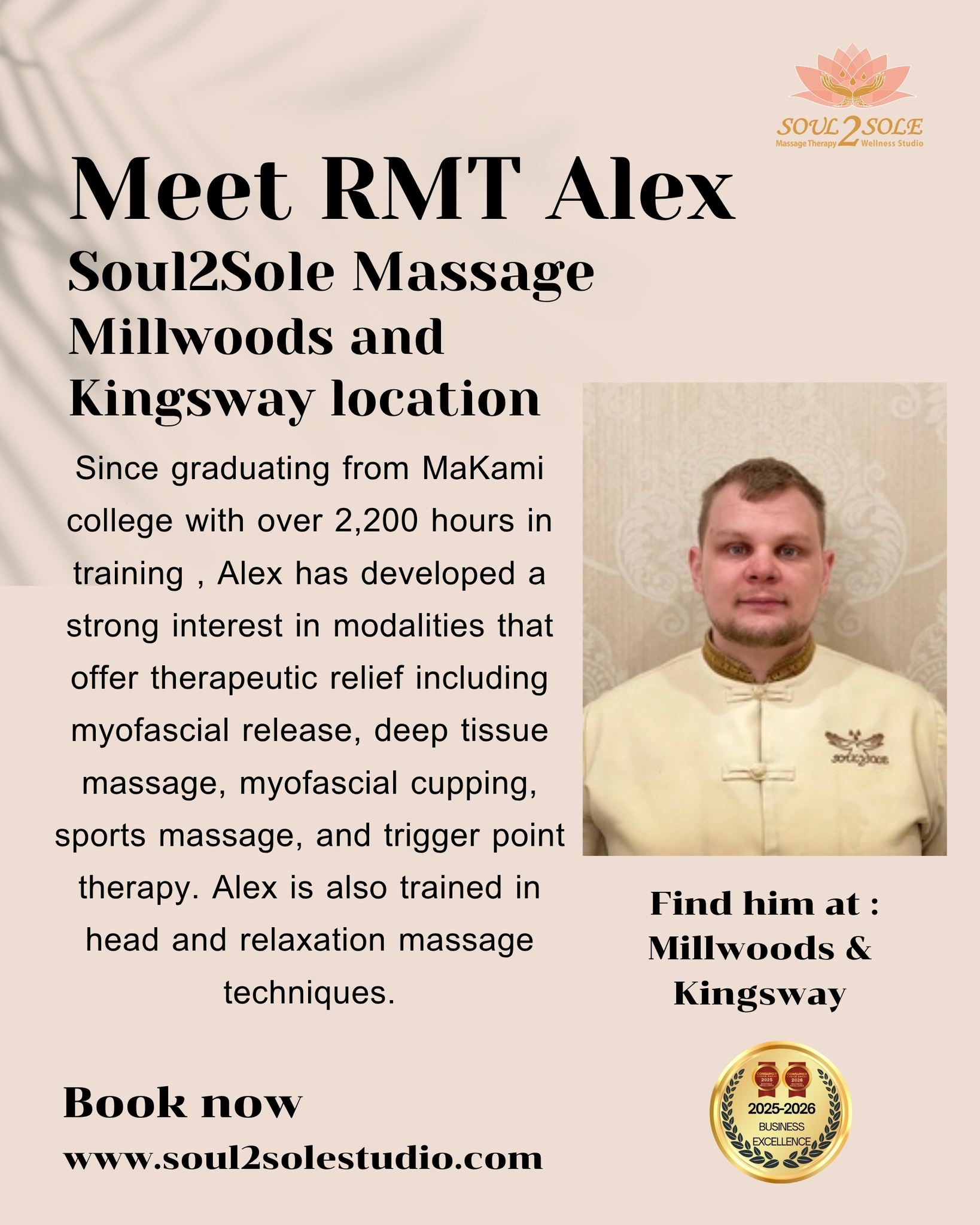 🌿 Meet RMT Alex 🌿 A... - Soul2Sole Massage & Wellness Studio | Facebook