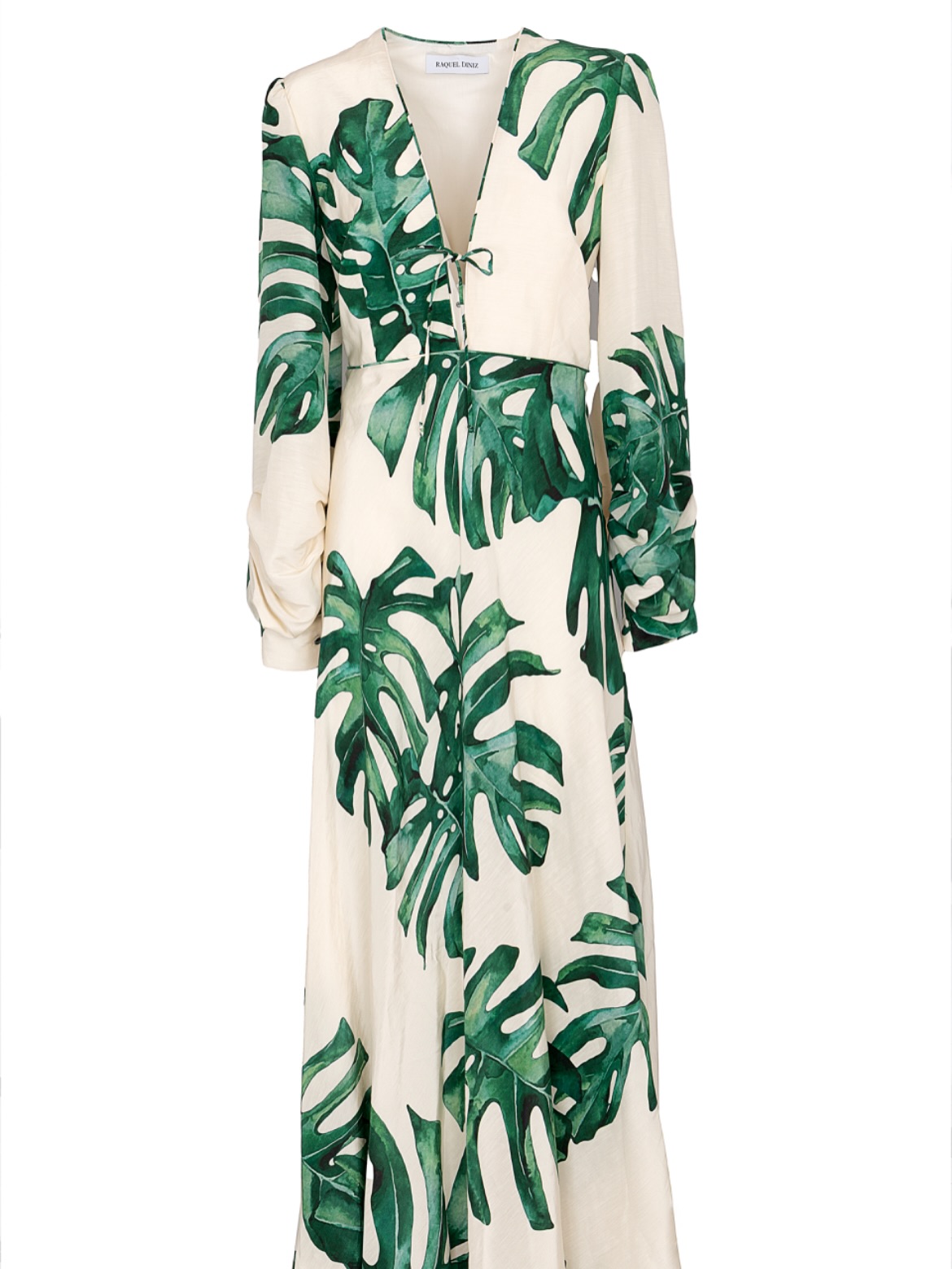 white maxi dress with green leaves Tropical elegance, redefined 🌿✨ The @raqueldinizofficial blooms bold monstera on a crisp canvas. Fresh, refined, and effortlessly striking. A statement piece made for unforgettable moments. #tiffanyboutiquecy #raqueldiniz # A&A dress