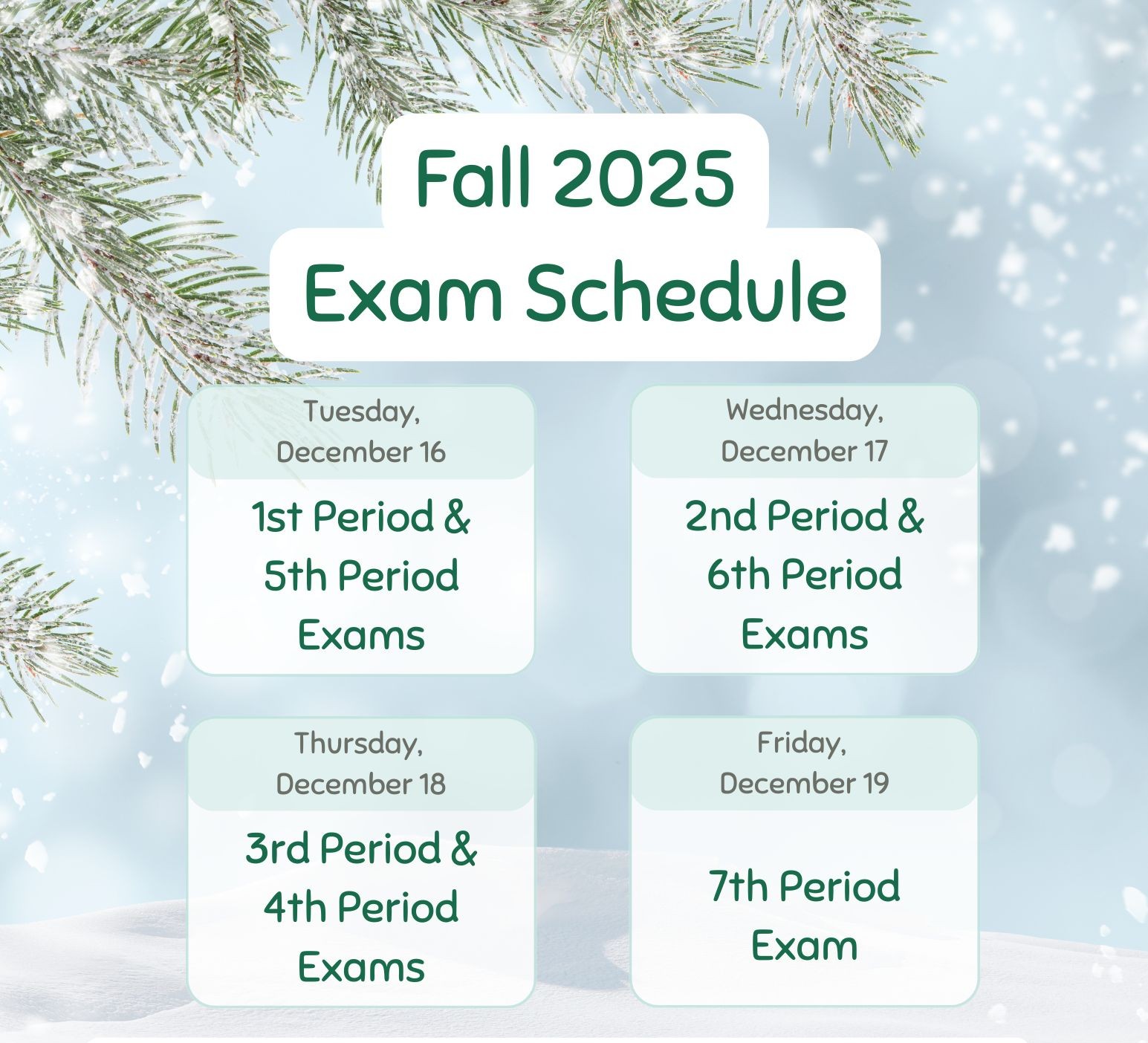Fall Exam Schedule Reminders: 🚫... - McCracken Middle School | Facebook