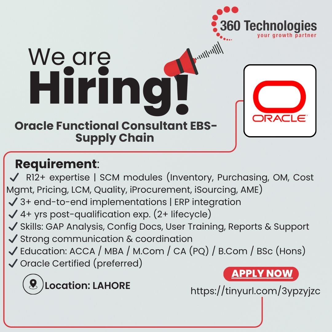 360 - WE are Hiring Oracle EBS / ERP Functional Consultant (Supply ...