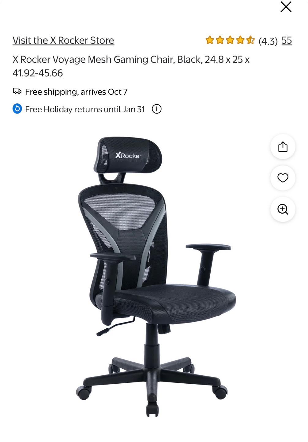 X Rocker Voyage Mesh Pc Gaming Chairnull