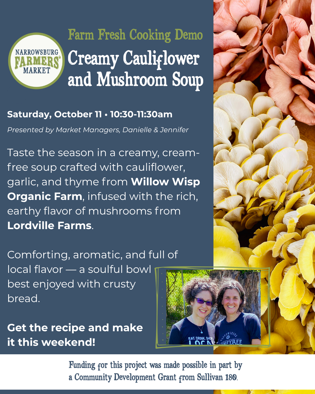 Narrowsburg - 🍄 Farm Fresh Cooking Demo: Creamy Cauliflower & Mushroom ...