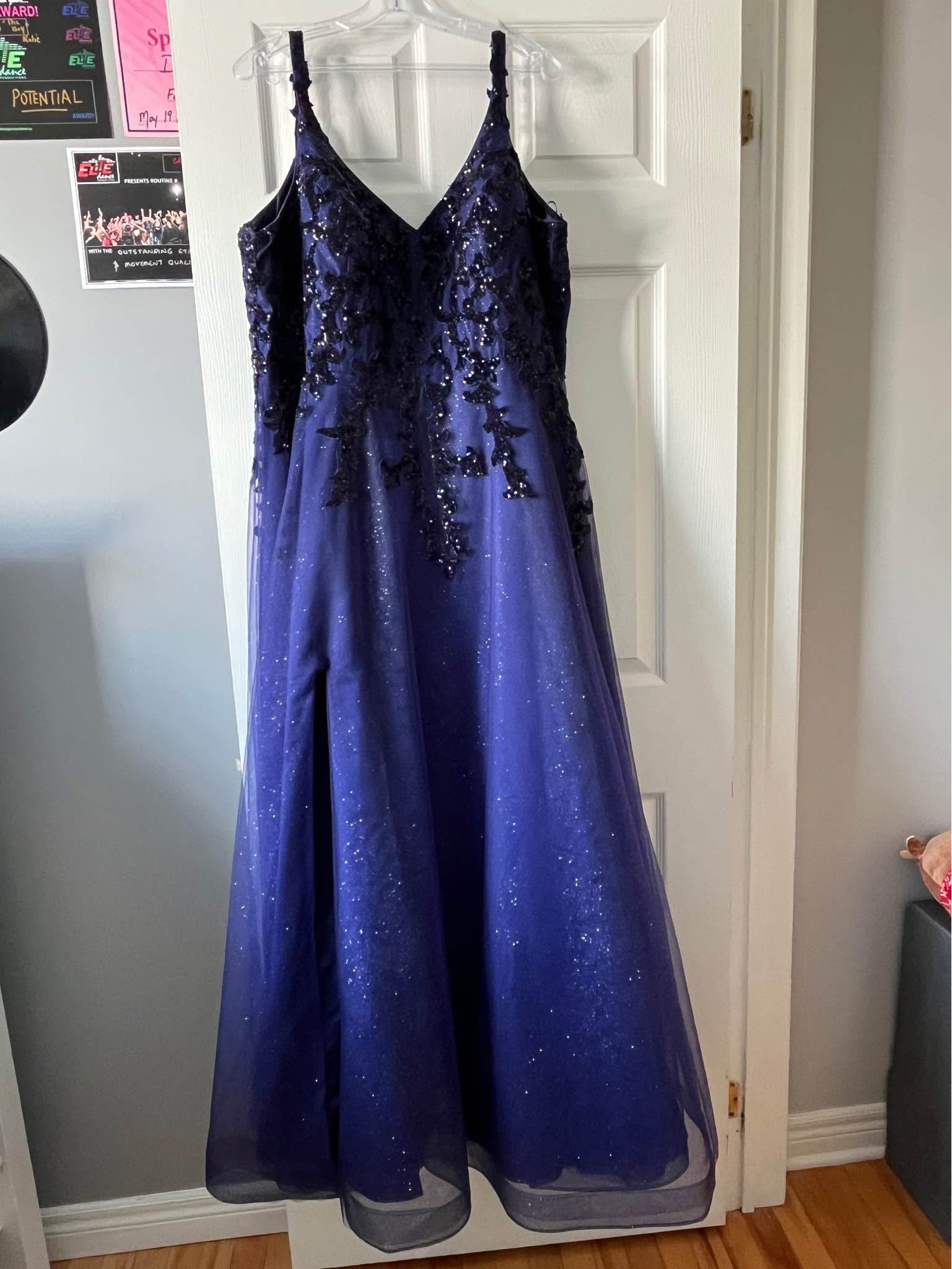 open lace back dress Zapaka Women Royal Blue Prom Dress Mermaid Strapless Sequins Long Evening Party Dress with Slit, Royal Blue / US12