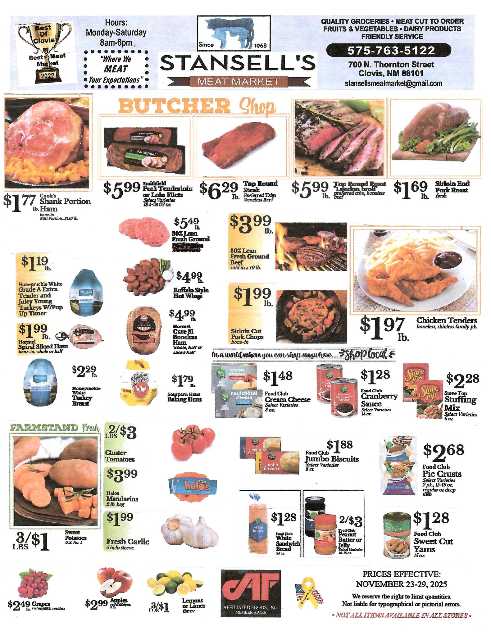 Butcher Shop Bargains, Farmstand Fresh Deals, Everyday Grocery