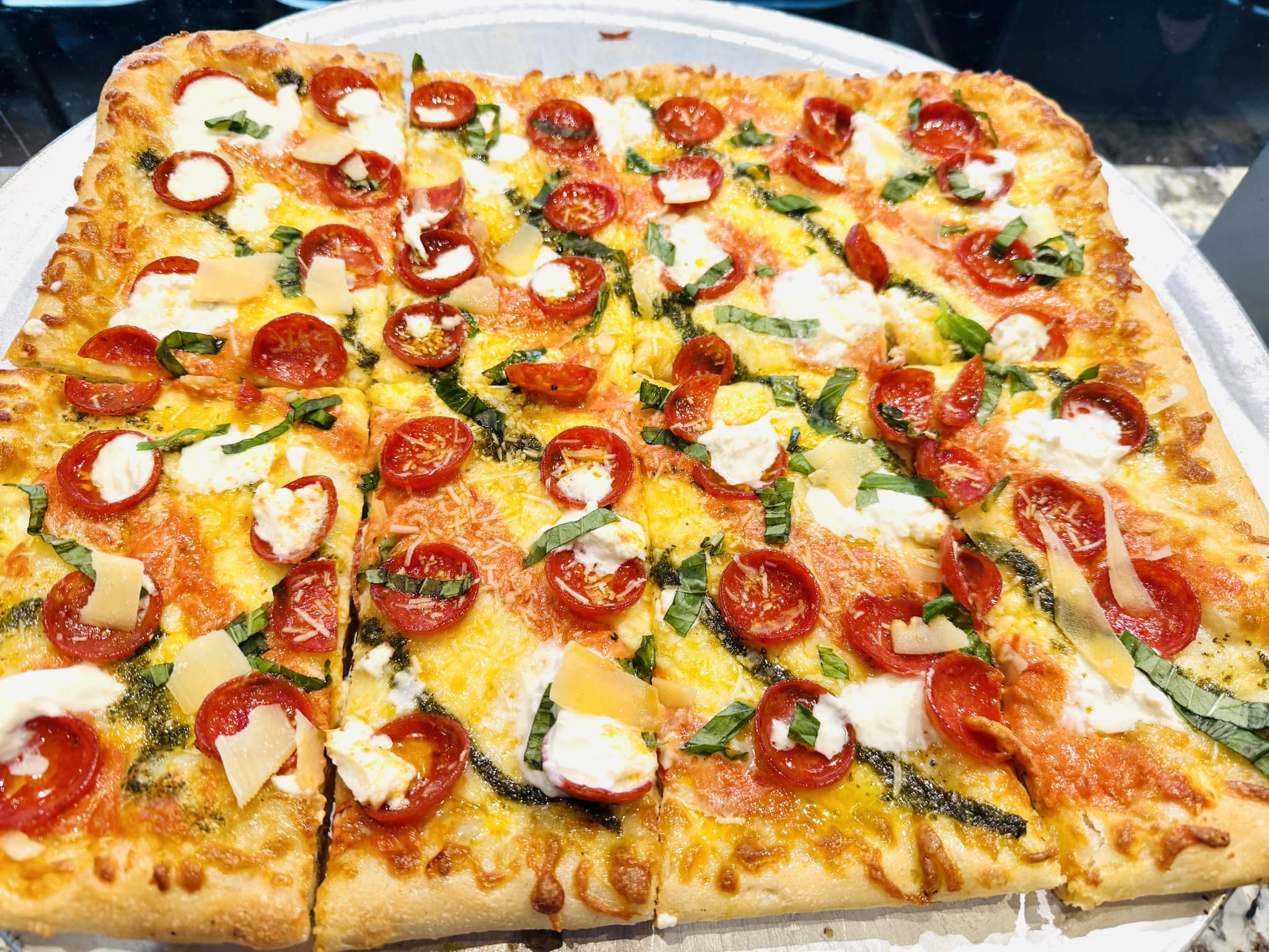Roma - Pesto-roni Pesto, fresh mozzarella burrata, old school pepperoni ...