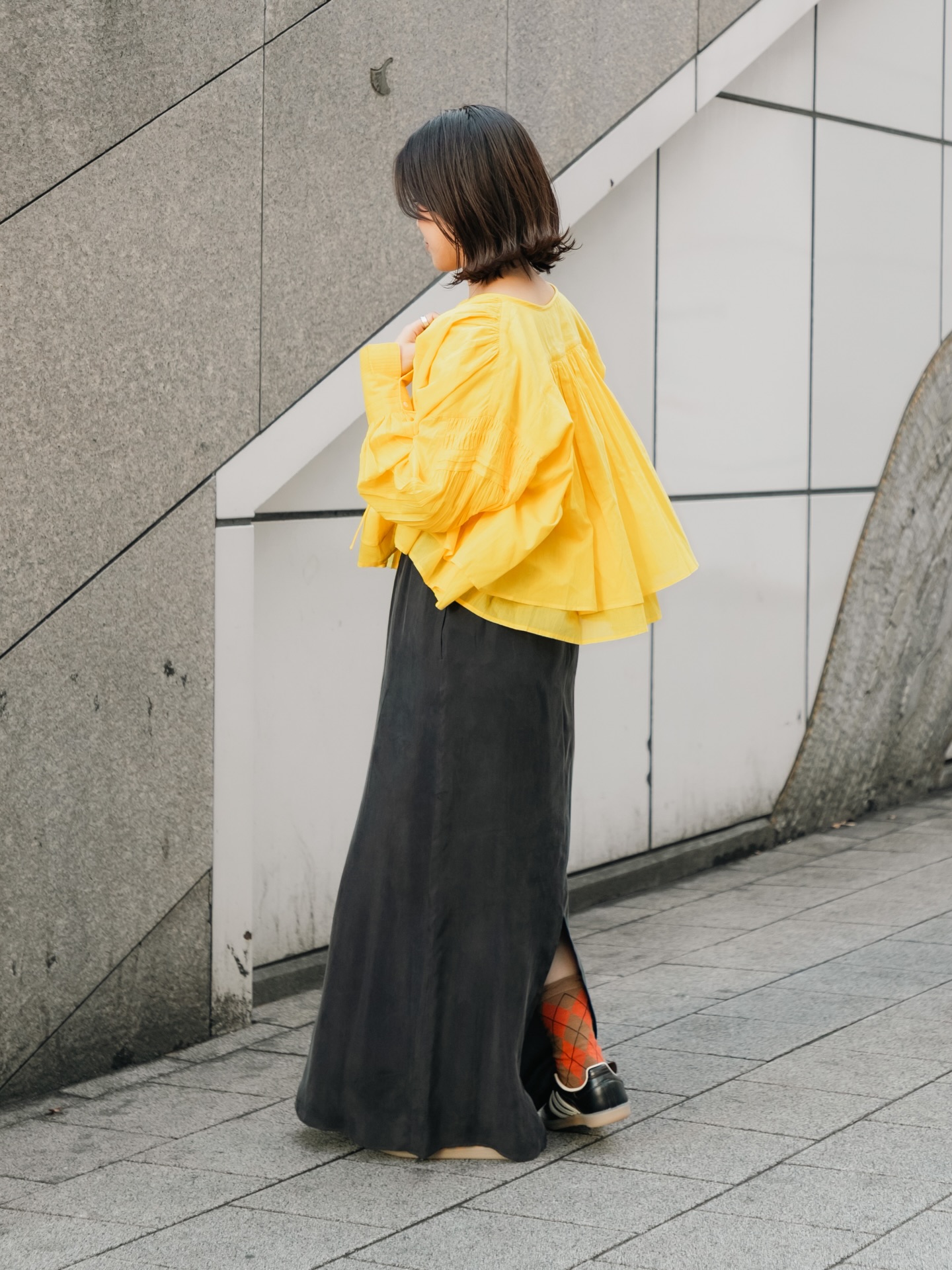 STYLE コットンボイルギャザーショートブラウス ￥14,300 tax incl 