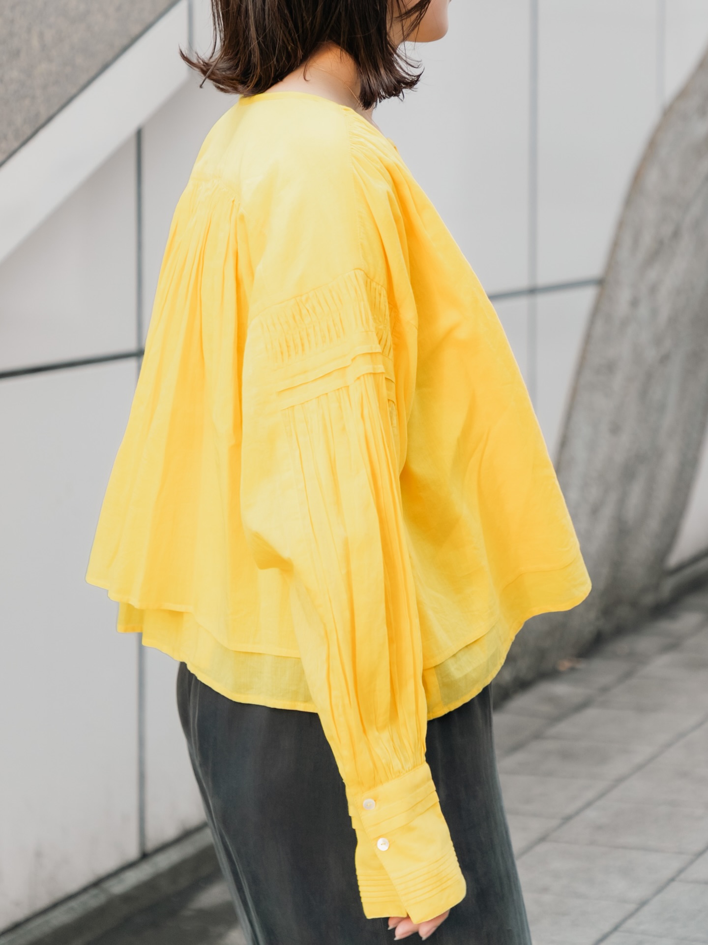 STYLE コットンボイルギャザーショートブラウス ￥14,300 tax incl 