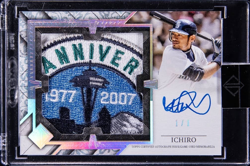 This one-of-one Ichiro auto featuring a game-used Mariners 30th