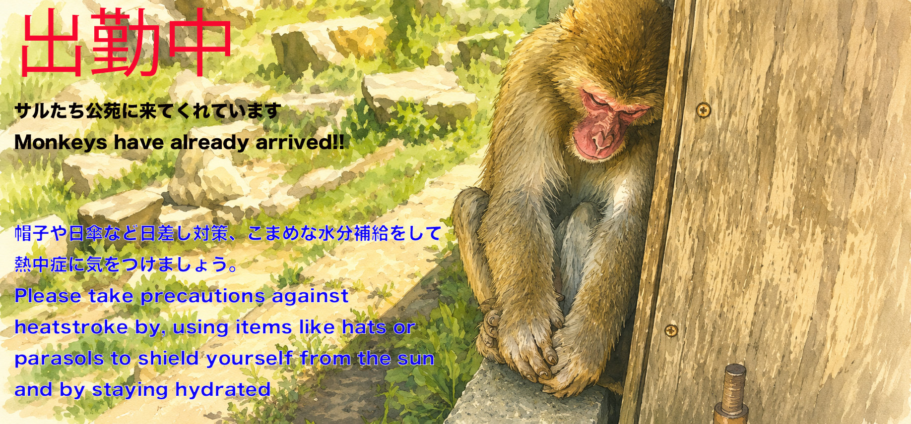 のざる出品 画像確認必須 Jigokudani - 8/3 8:30 サルたち来ています。 おはようございます