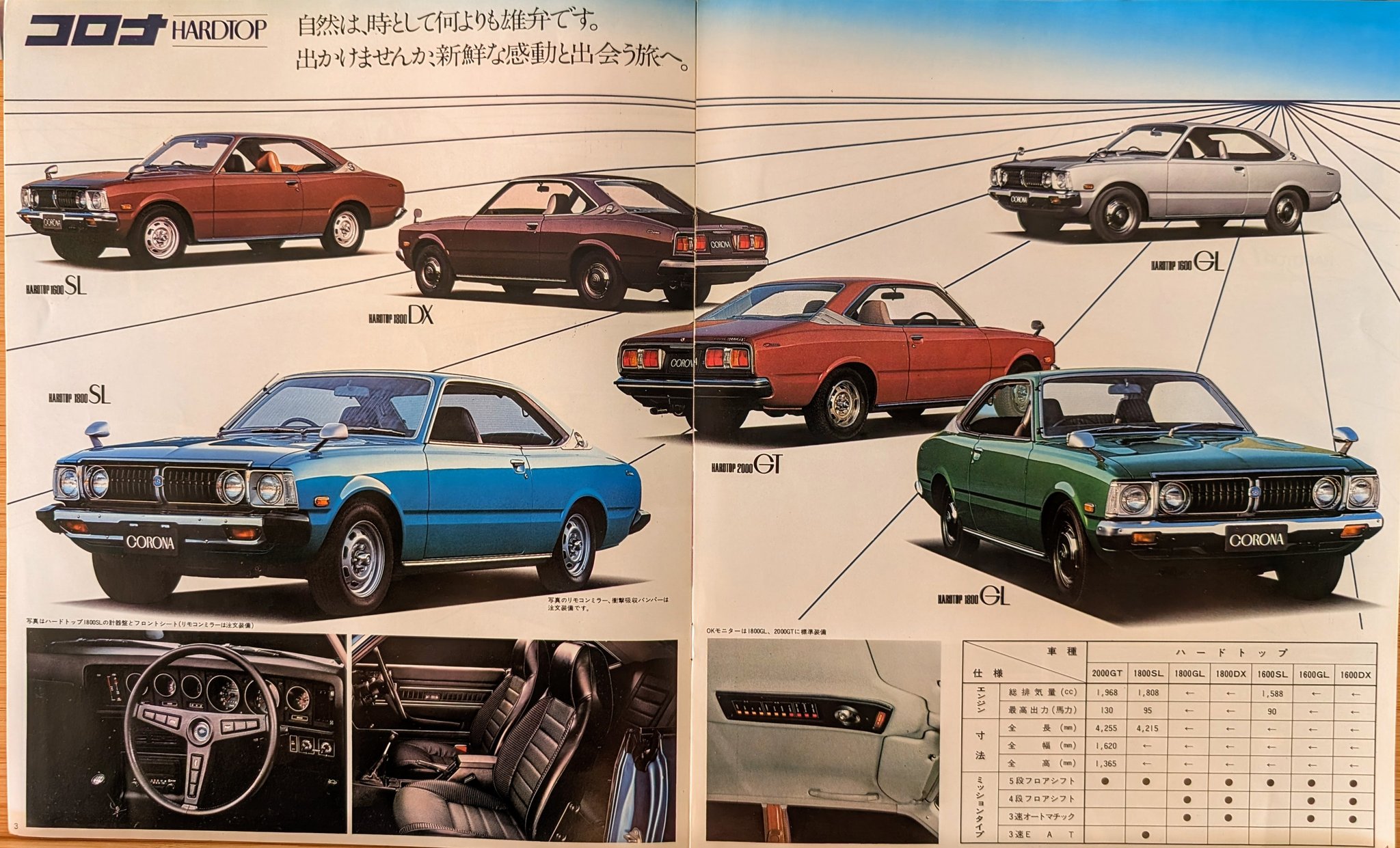 The full Toyota Corona and Corona Mark II brochure also including